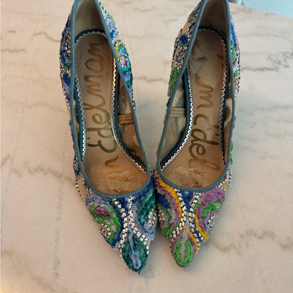 Sam Edelman Multicolor Embroidered Heels